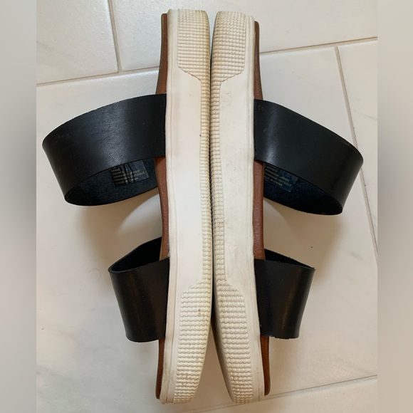 Mia Chunky Black Strap Sandals with White Soles - Picture 4 of 9